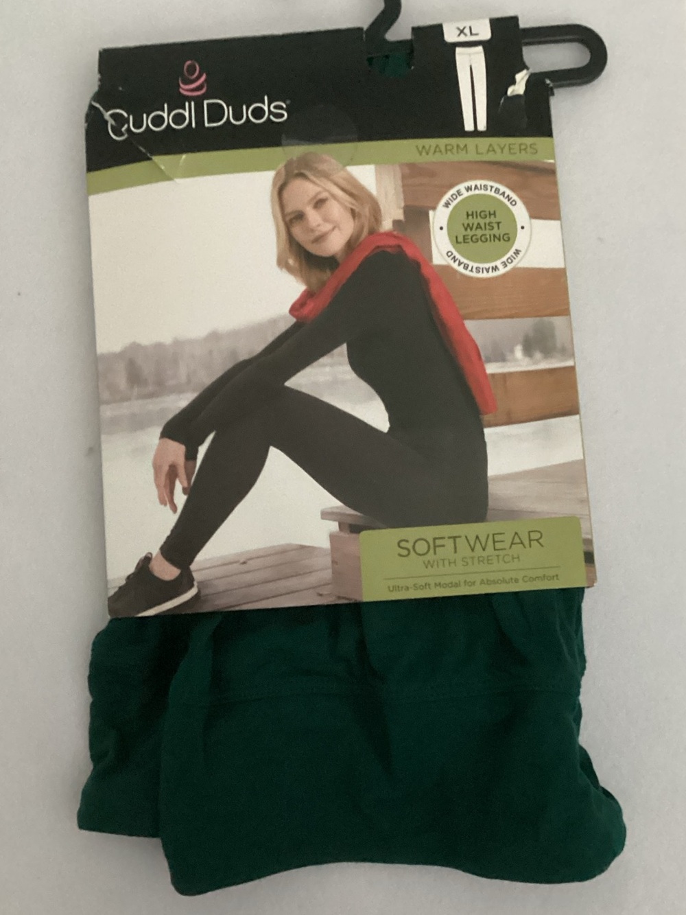 Cuddl Duds Softwear with Stretch High Waist Leggings -Evergreen